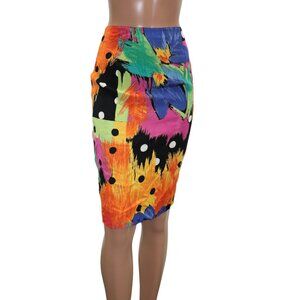 SIMON CHANG Colorful BOLD Abstract Pencil MINI Skirt S